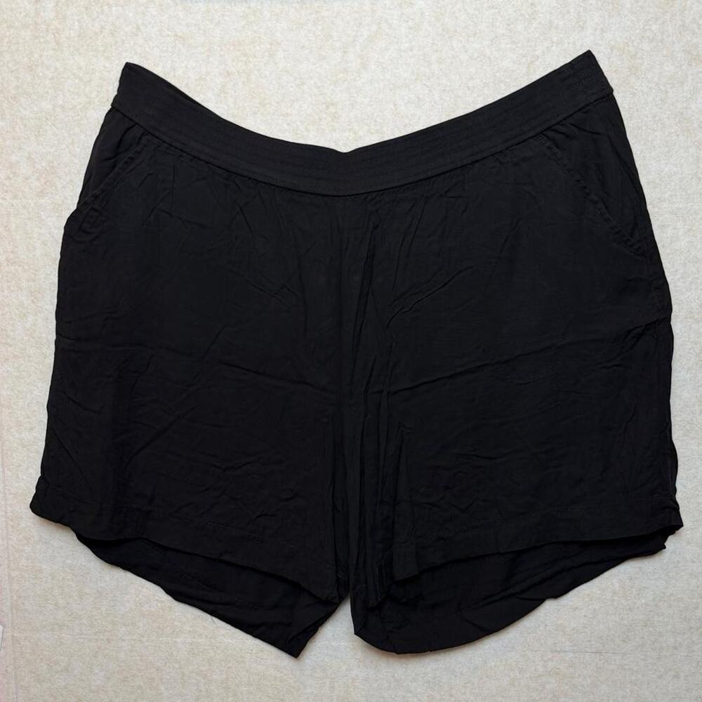 Lane Bryant Womens 22/24 Black Pull On Shorts Rayon Stretch Plus Size Pockets